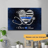 Nurse Stethoscope Thin Blue Line Heart Personalized Canvas Print