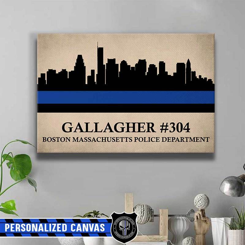 Thin Blue Line Skyline Police Thin Blue Line Canvas Print