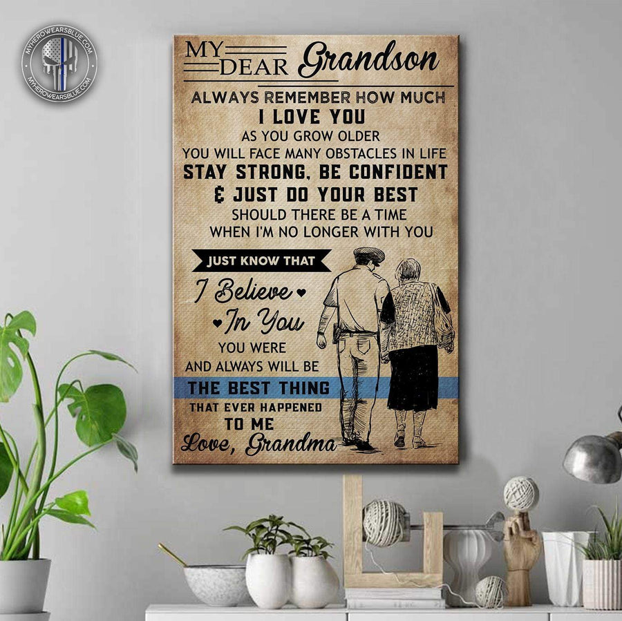 Canvas Prints 16" x 24" - BEST SELLER TBL - To My Grandson - From Grandma Canvas