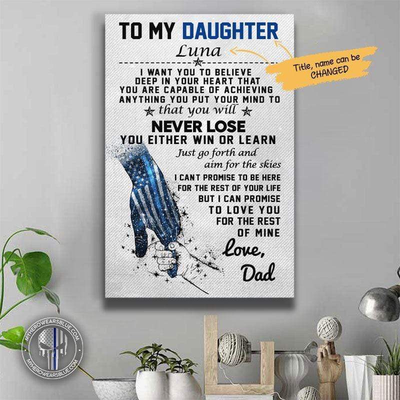 To My Kid Always By Your Side Thin Blue Line Canvas Print