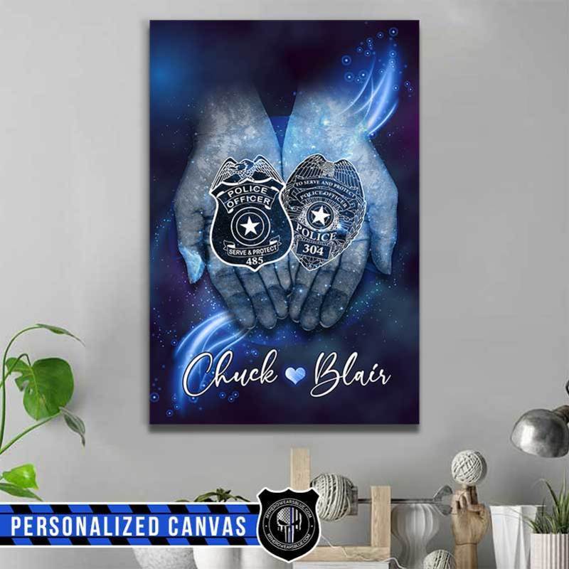 Together Forever Police Couple Thin Blue Line Canvas Print