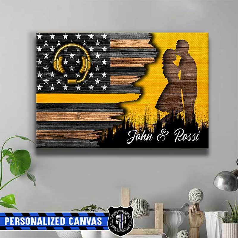 Half Flag Dispatcher Couple Personalized Canvas Print