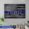 Canvas Prints 24" x 16" - BEST SELLER / 0.75" Thin Blue Line Flag - Name and Number Canvas Print