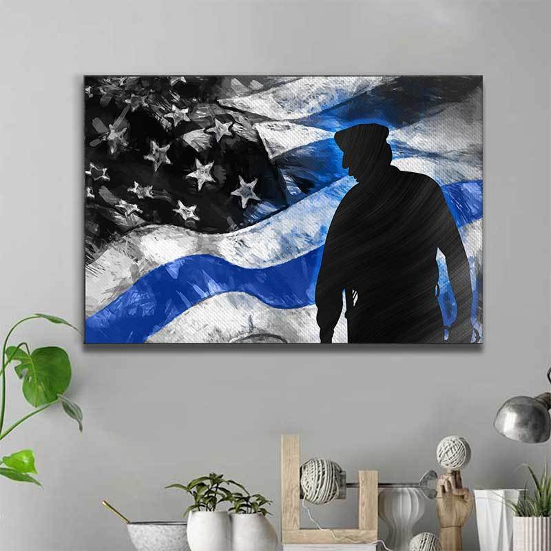 Thin Blue Line Flag Police Officer Canvas Print