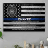 Canvas Prints 24" x 16" - BEST SELLER / 0.75" Thin Blue Line Flag - Police Prayer Thin Blue Line Canvas Print