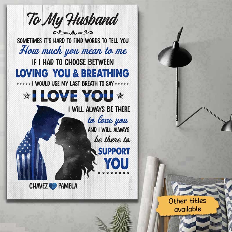 Thin Blue Line To My Love Thin Blue Line Canvas Print