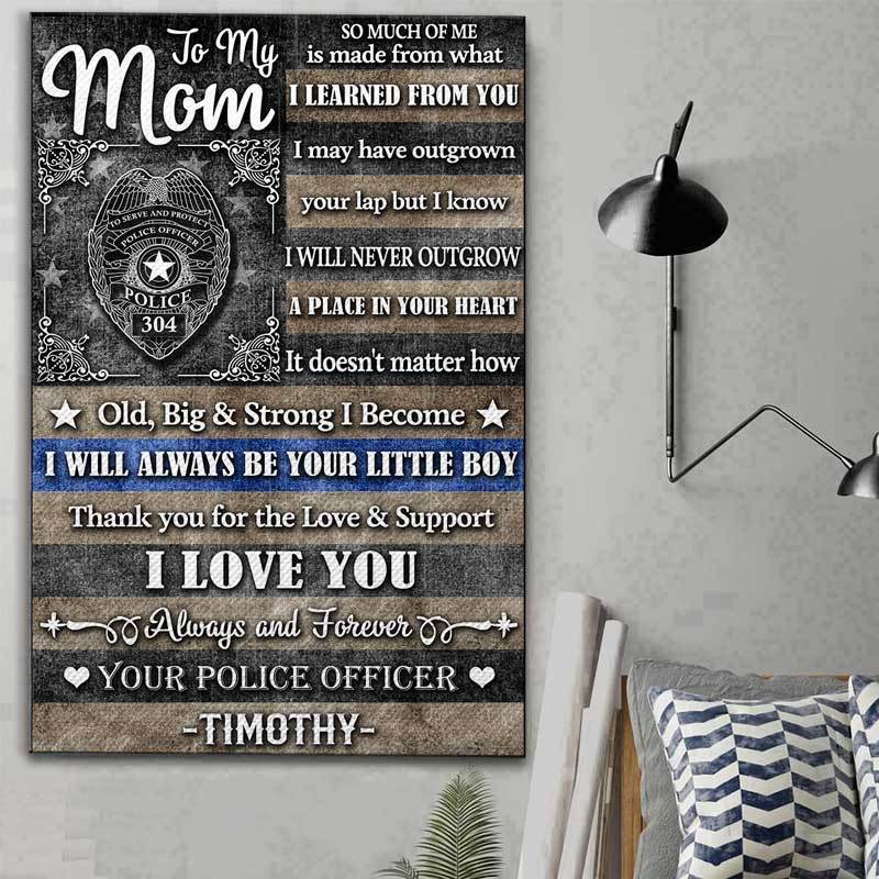 Canvas Prints Thin Blue Line - To My Mom Canvas Print
