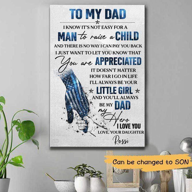 Canvas Prints 16" x 24" - BEST SELLER To My Dad Police Thin Blue Line Canvas Print