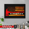 American Flag Red Axe Thin Red Line Personalized Firefighter Canvas Print