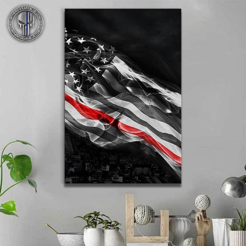 City Under Thin Red Line Flag Custom Thin Red Line Canvas Print
