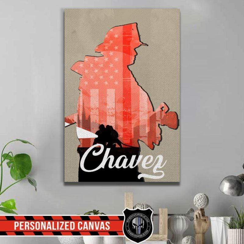 Firefighter Flag Galaxy Thin Red Line Personalized Firefighter Canvas Print