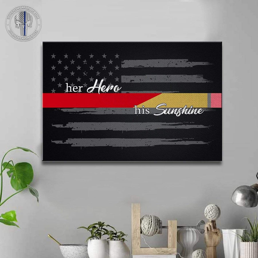 Canvas Prints 24" x 16" - BEST SELLER TRL - Firefighter x Teacher - Hero Sunshine Canvas