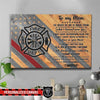 Canvas Prints 24" x 16" - BEST SELLER TRL - To My Mom Firefighter Emblem Thin Blue Line Canvas Print