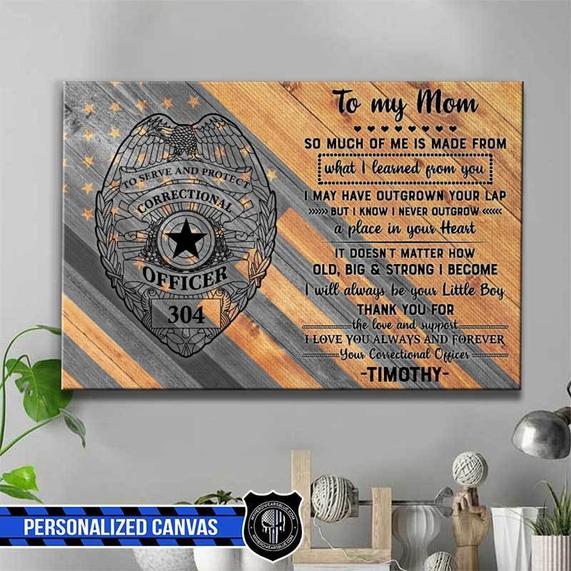 TSL - To My Mom Correctional Officer Badge Personalized Canvas