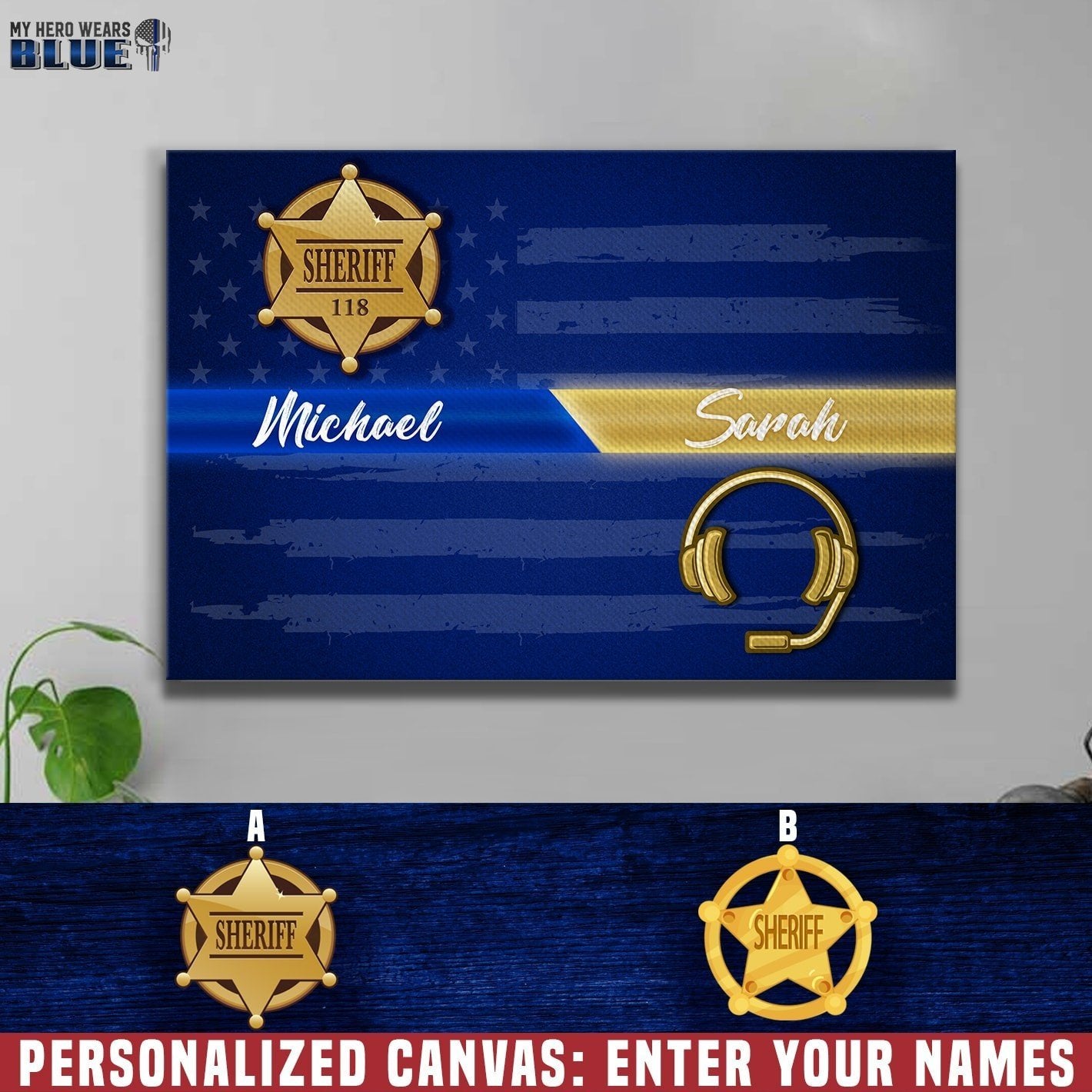 Canvas Prints 12" x 8" Two Thin In One Line - Sheriff x Dispatcher