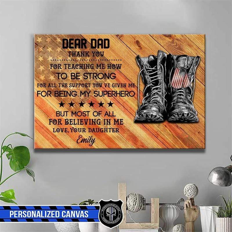 Dear Veteran Dad Personalized Veteran Decorative Canvas Print