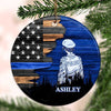 Circle Ornament Pack 1 Half Flag Female Police Suit Personalized Circle Ornament