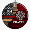 Circle Ornament Half Flag Firefighter Emblem Personalized Circle Ornament