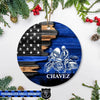 Circle Ornament Pack 2 Half Flag Motorcycle Officer Thin Blue Line Christmas Circle Ornament