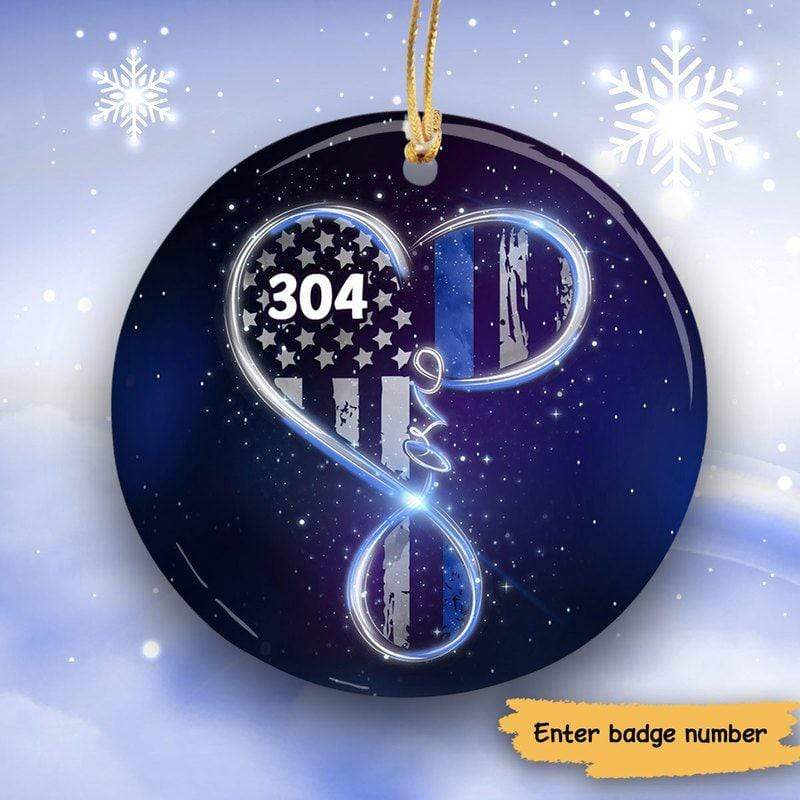 Circle Ornament One Size / Black Infinity Love Thin Blue Line Police Personalized Circle Ornament