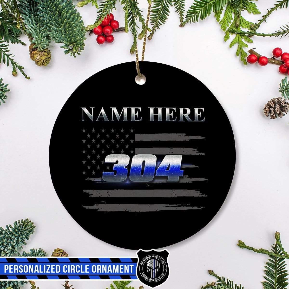 Circle Ornament One Size / White Personalized Circle Ornament - TBL - Name And Badge Number