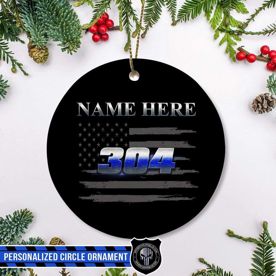 Circle Ornament One Size / White Personalized Circle Ornament - TBL - Name And Badge Number