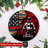 Half Flag Bunker Gear Thin Red Line Christmas Circle Ornament