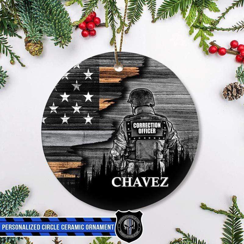 Circle Ornament One Size / Black Personalized Circle Ornament - TSL Half Flag Correction Suit Wood Texture