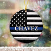 Circle Ornament One Size / Black Thin Blue Line Name Personalized Circle Ornament