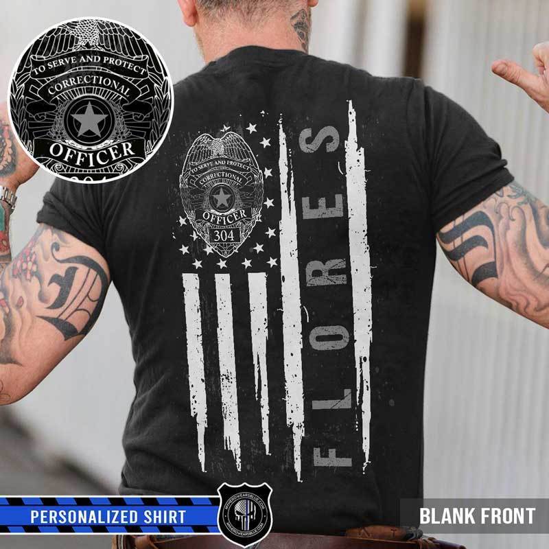 Clothing S / Black Correctional Officer Name Personalized Shirt (Blank Front)