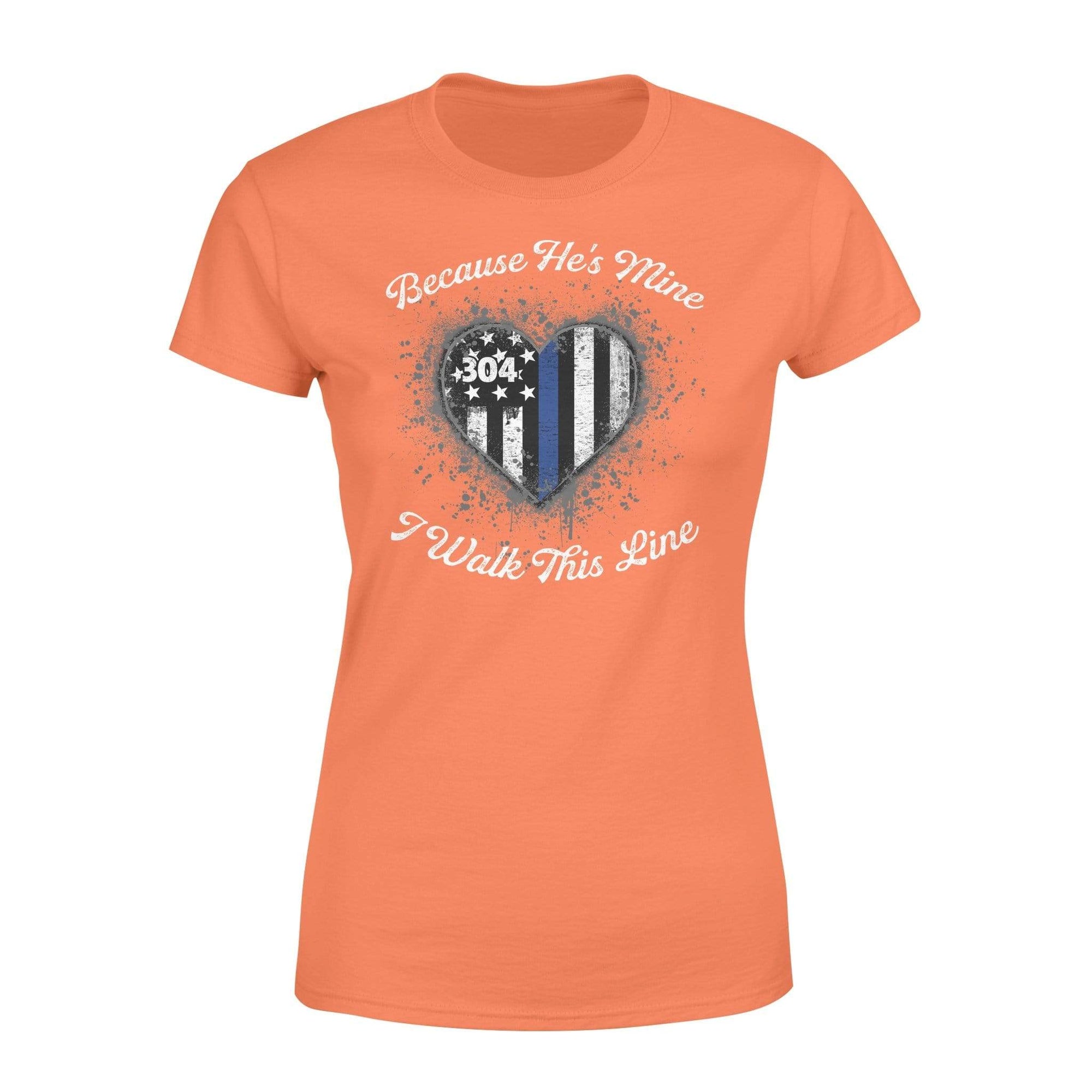 Thin Blue Line - He Is Mine I Walk This Line Personalized Women’s T-shirt