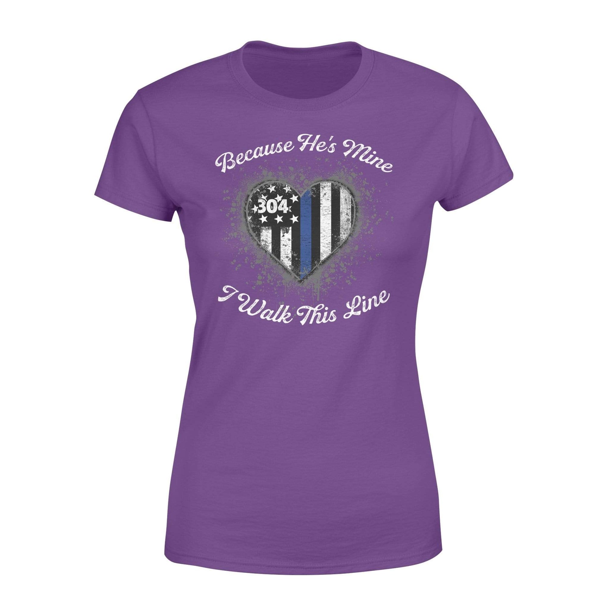 Thin Blue Line - He Is Mine I Walk This Line Personalized Women’s T-shirt