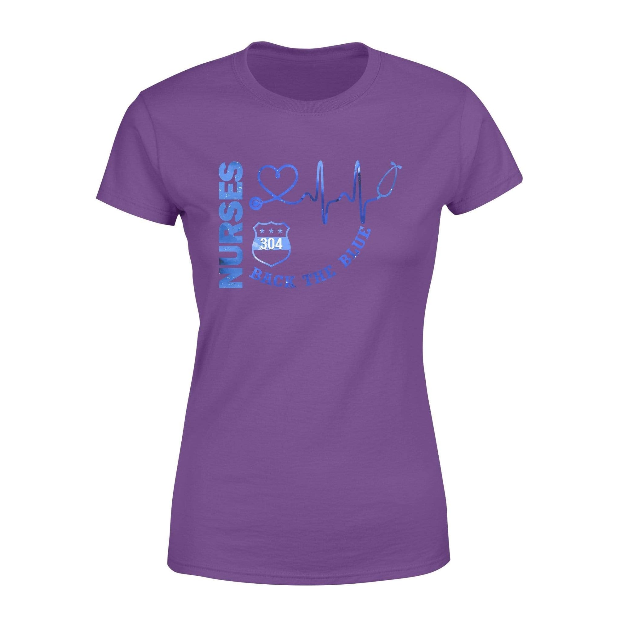 Nurses Back The Blue Galaxy Heartbeat Personalized Women T-Shirt