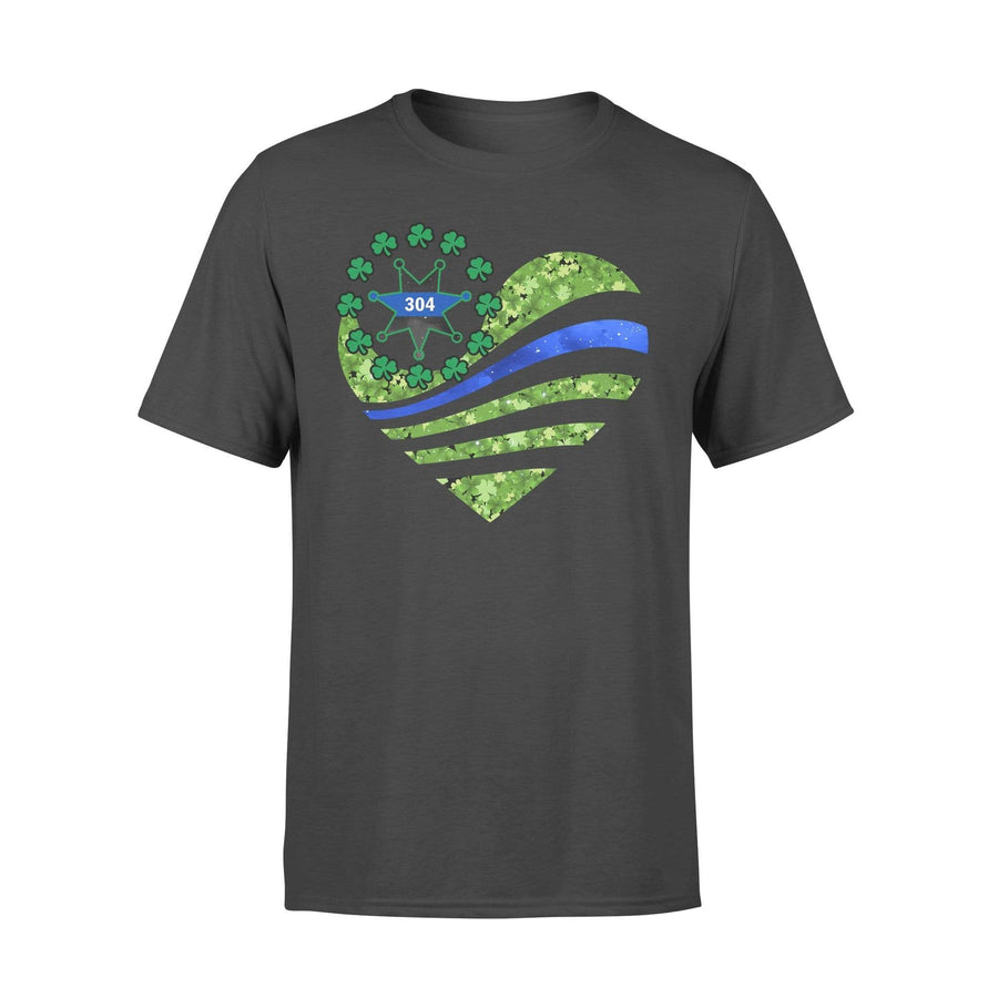 Thin Blue Line - St Patrick Day Galaxy Flag Heart Shamrock Pattern Personalized T-shirt