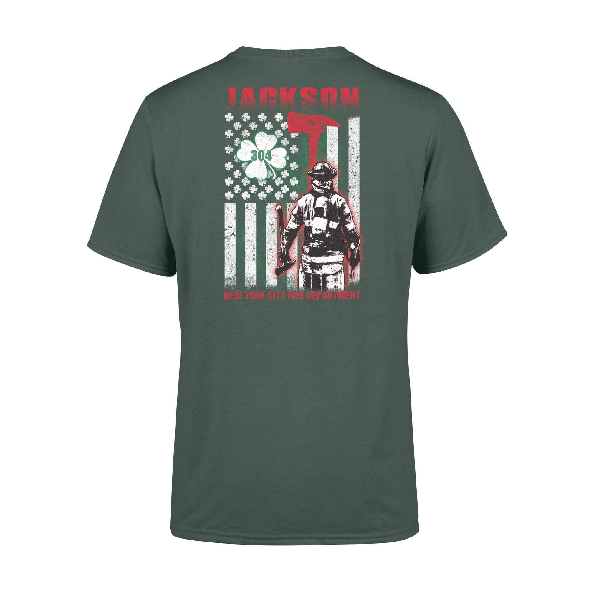Thin Red Line - St Patricks Day Firefighter Bunker Gear Personalized T-shirt