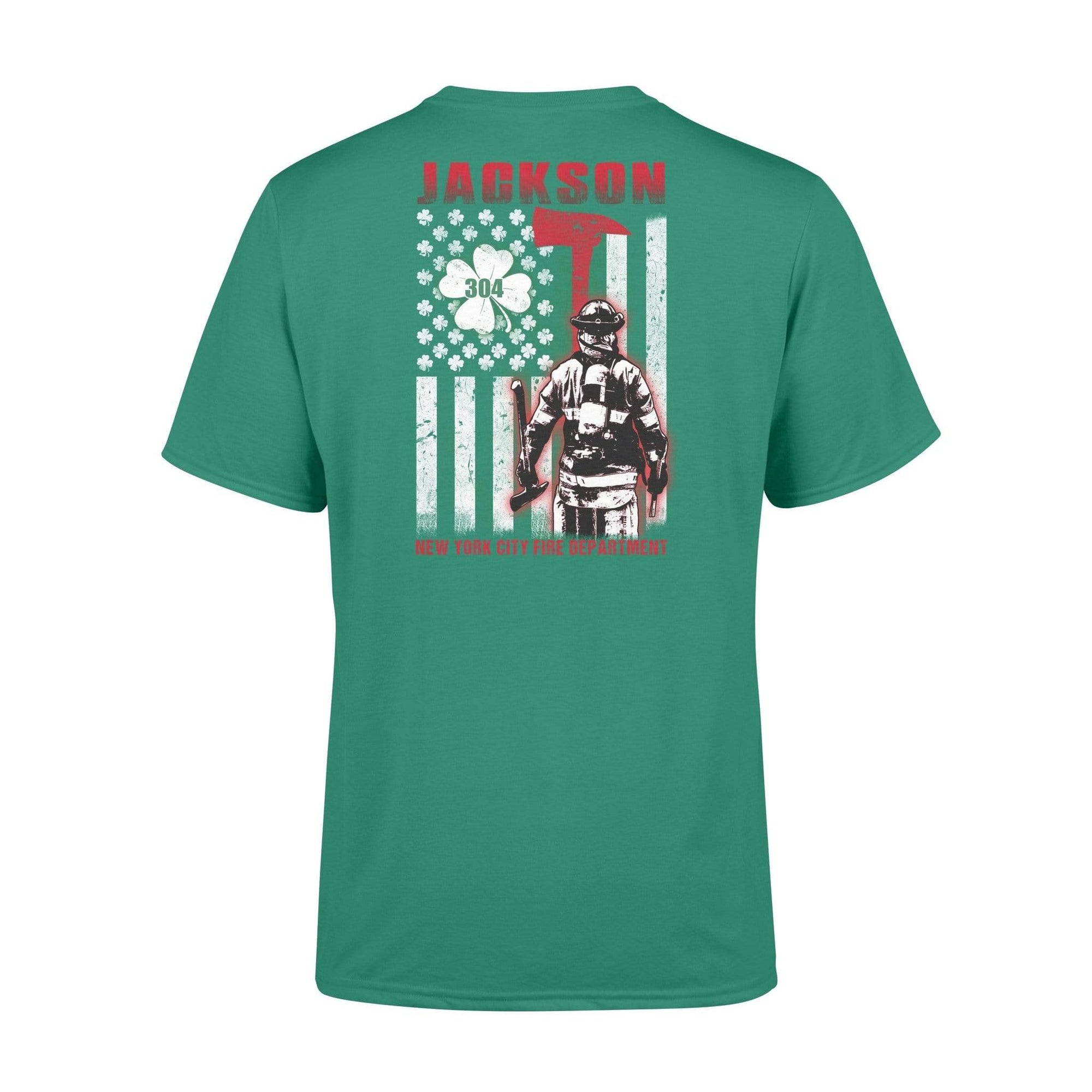 Thin Red Line - St Patricks Day Firefighter Bunker Gear Personalized T-shirt