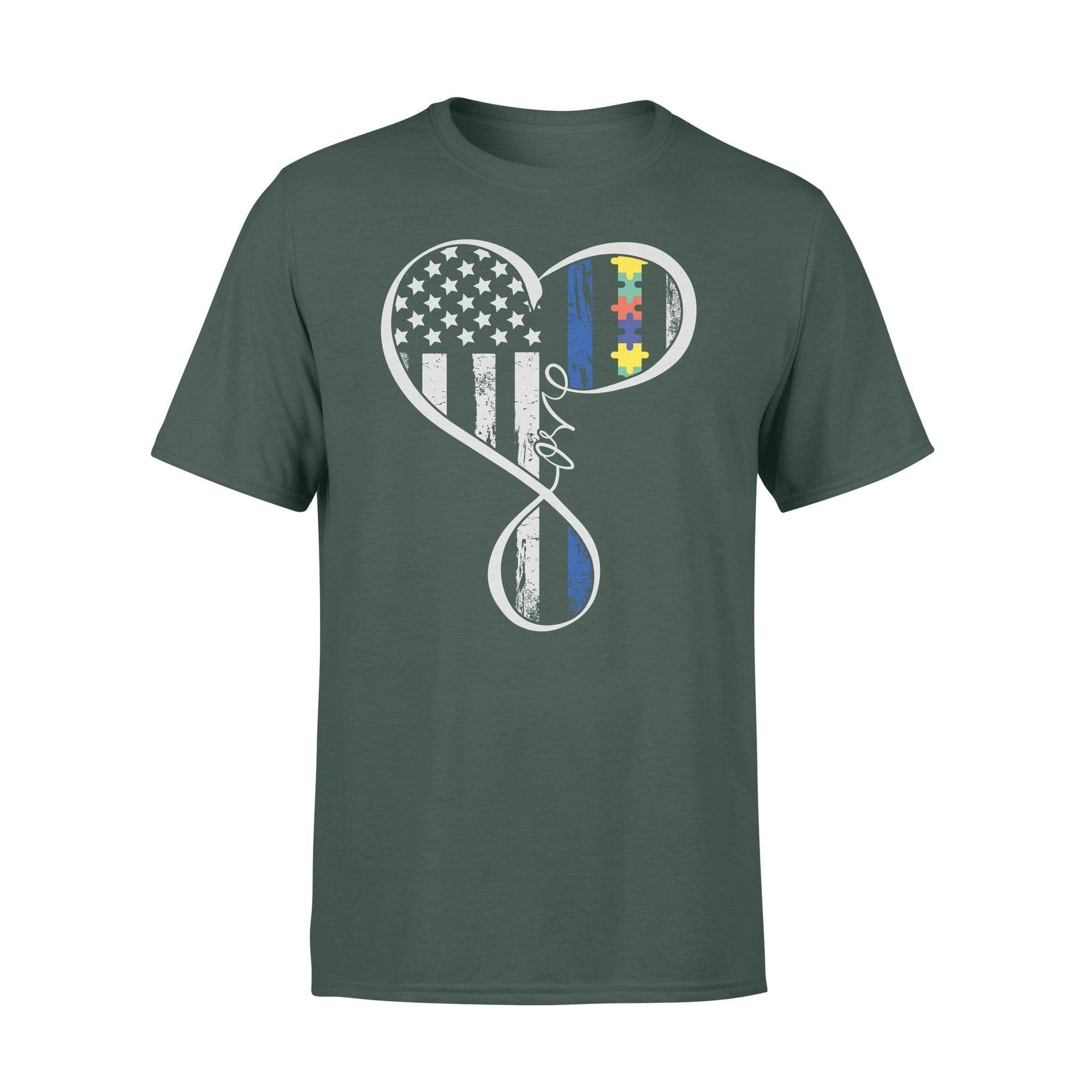Thin Blue Line - Flag Infinity Love Autism Shirt