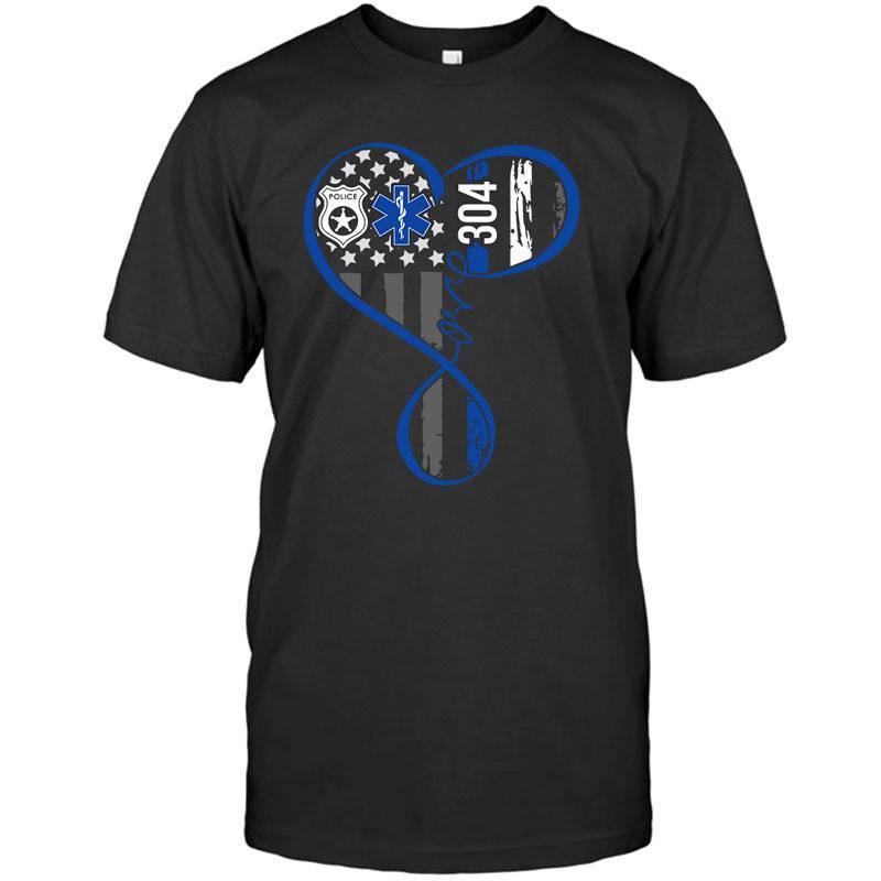 Thin Blue Line - Flag Infinity Love Police And EMS Personalized Police Shirt