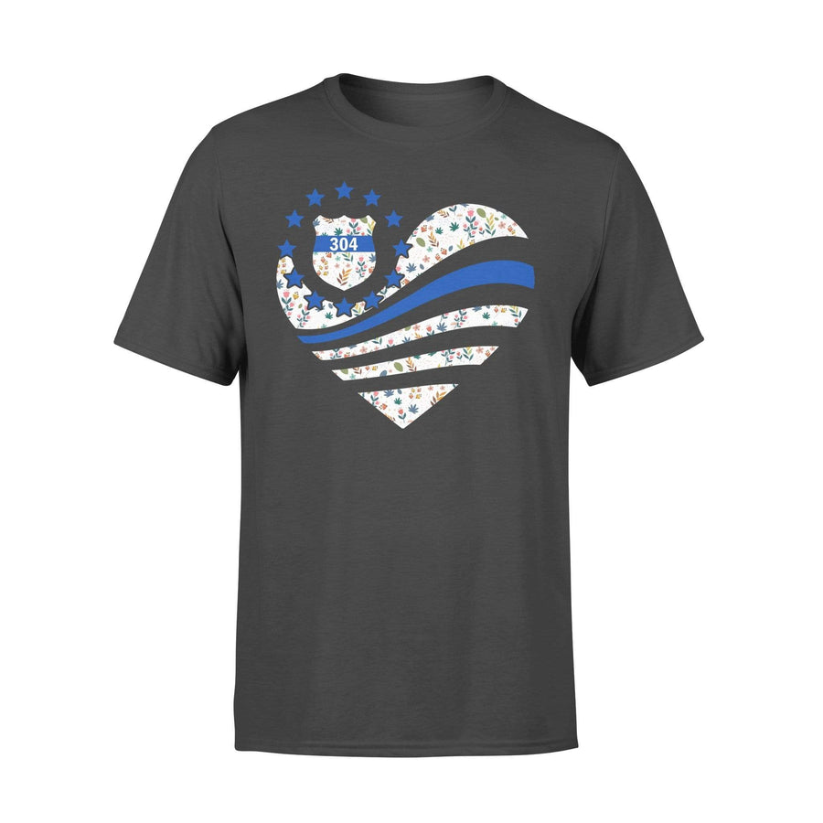 Thin Blue Line - Floral Flag Heart Personalized T-shirt