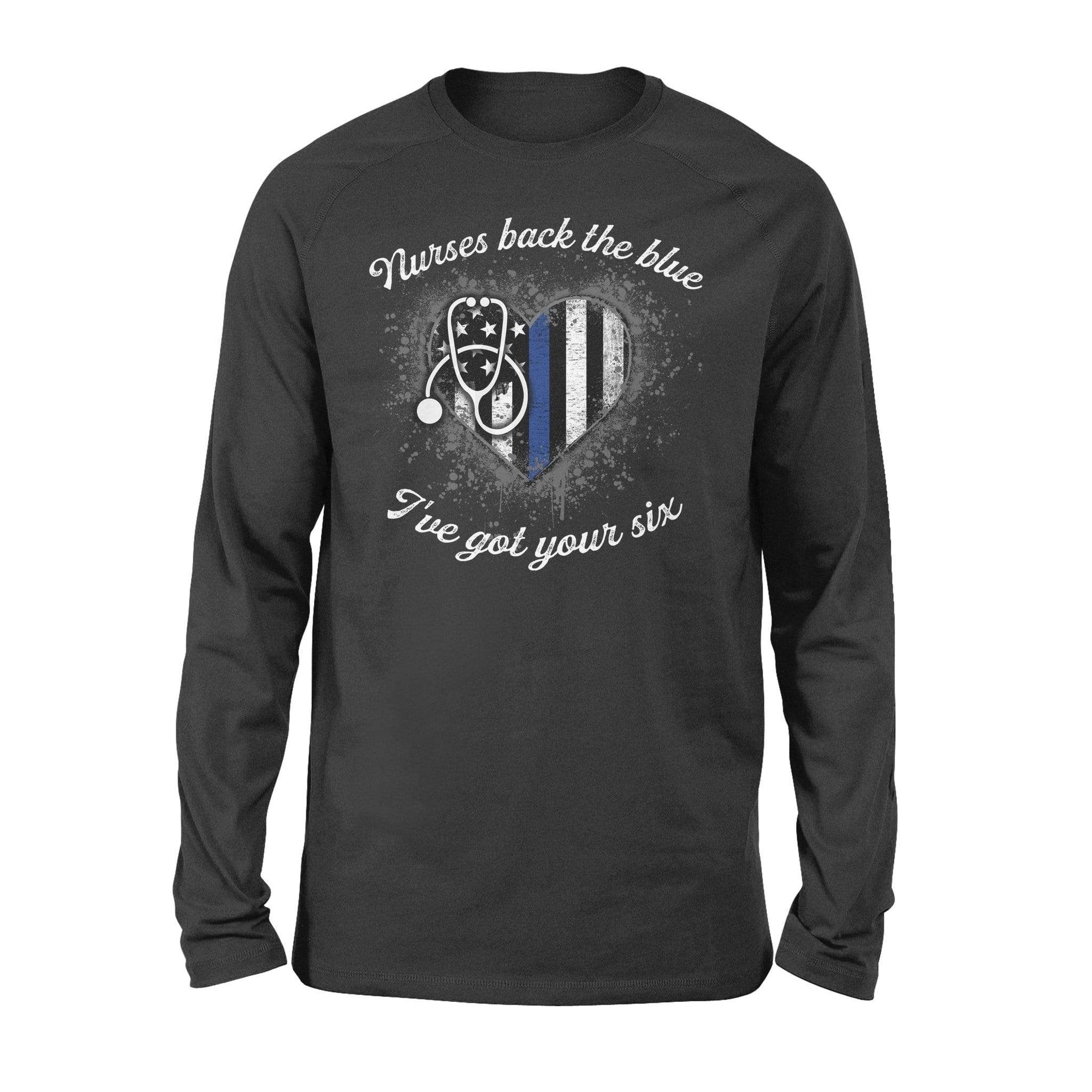 TBL - Nurses Back The Blue Color Drop Thin Blue Line Heart - Standard Long Sleeve