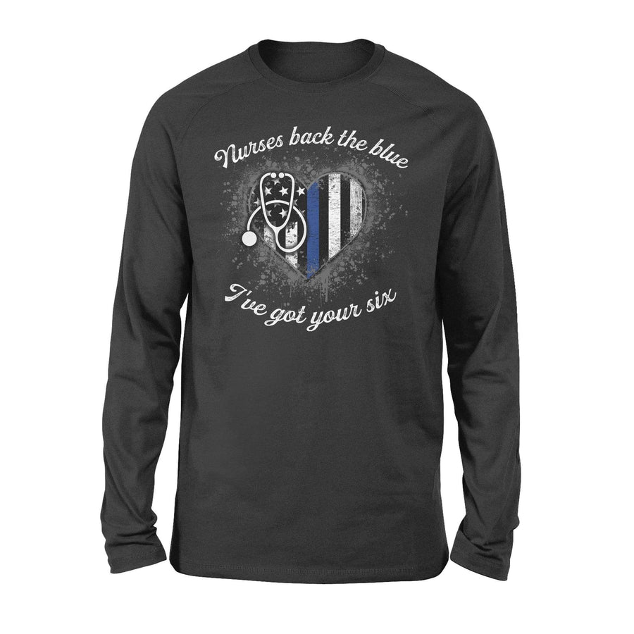 TBL - Nurses Back The Blue Color Drop Thin Blue Line Heart - Standard Long Sleeve
