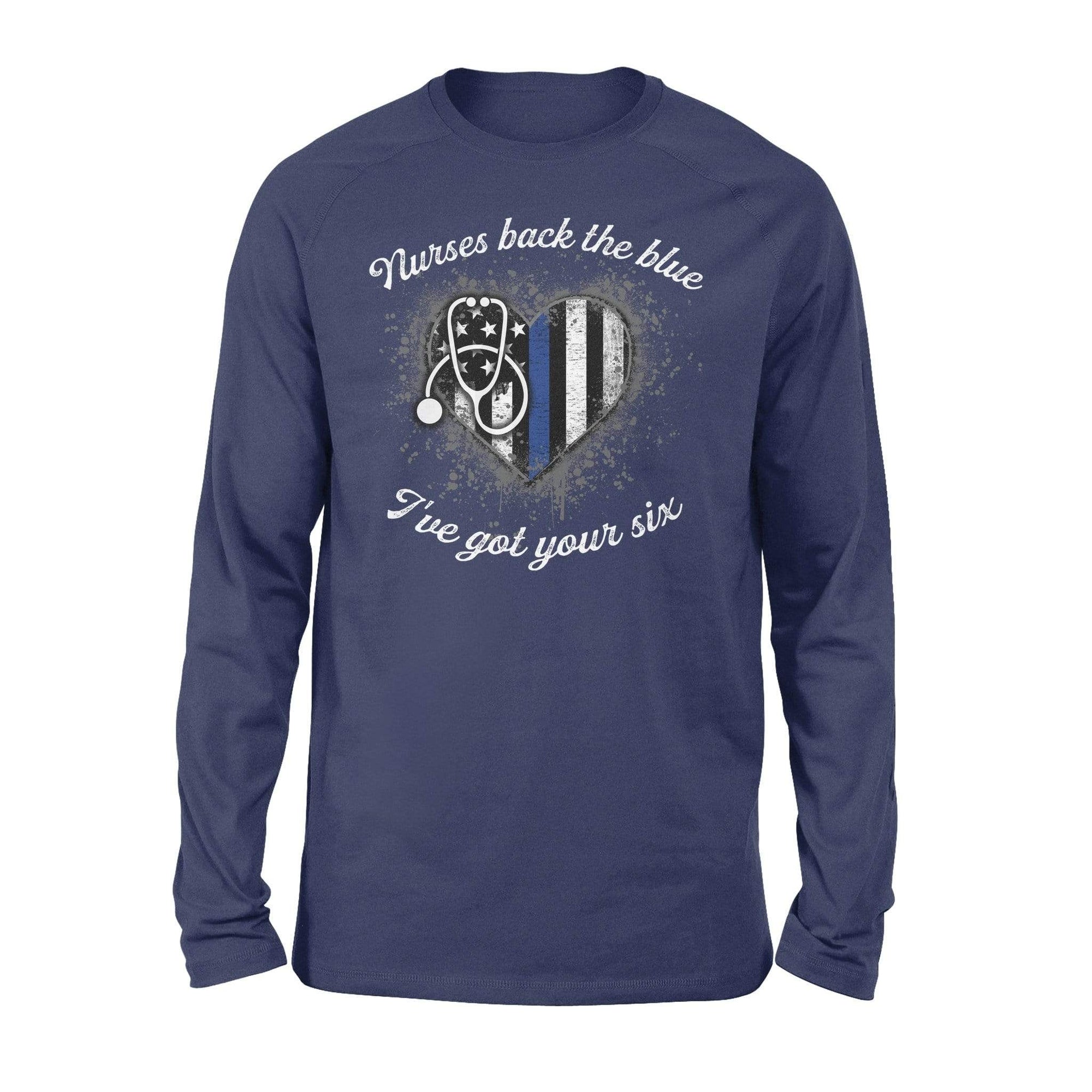 TBL - Nurses Back The Blue Color Drop Thin Blue Line Heart - Standard Long Sleeve