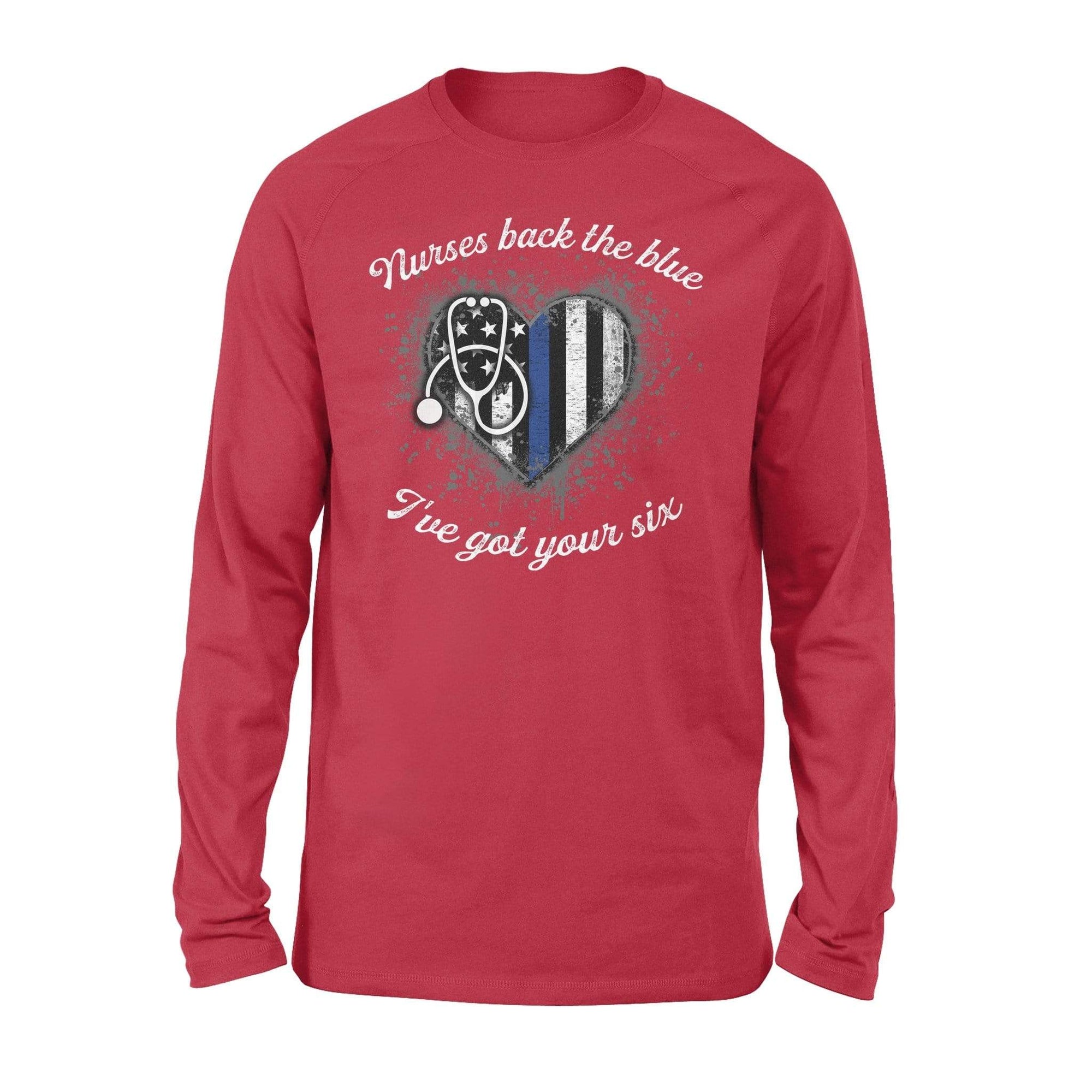 TBL - Nurses Back The Blue Color Drop Thin Blue Line Heart - Standard Long Sleeve