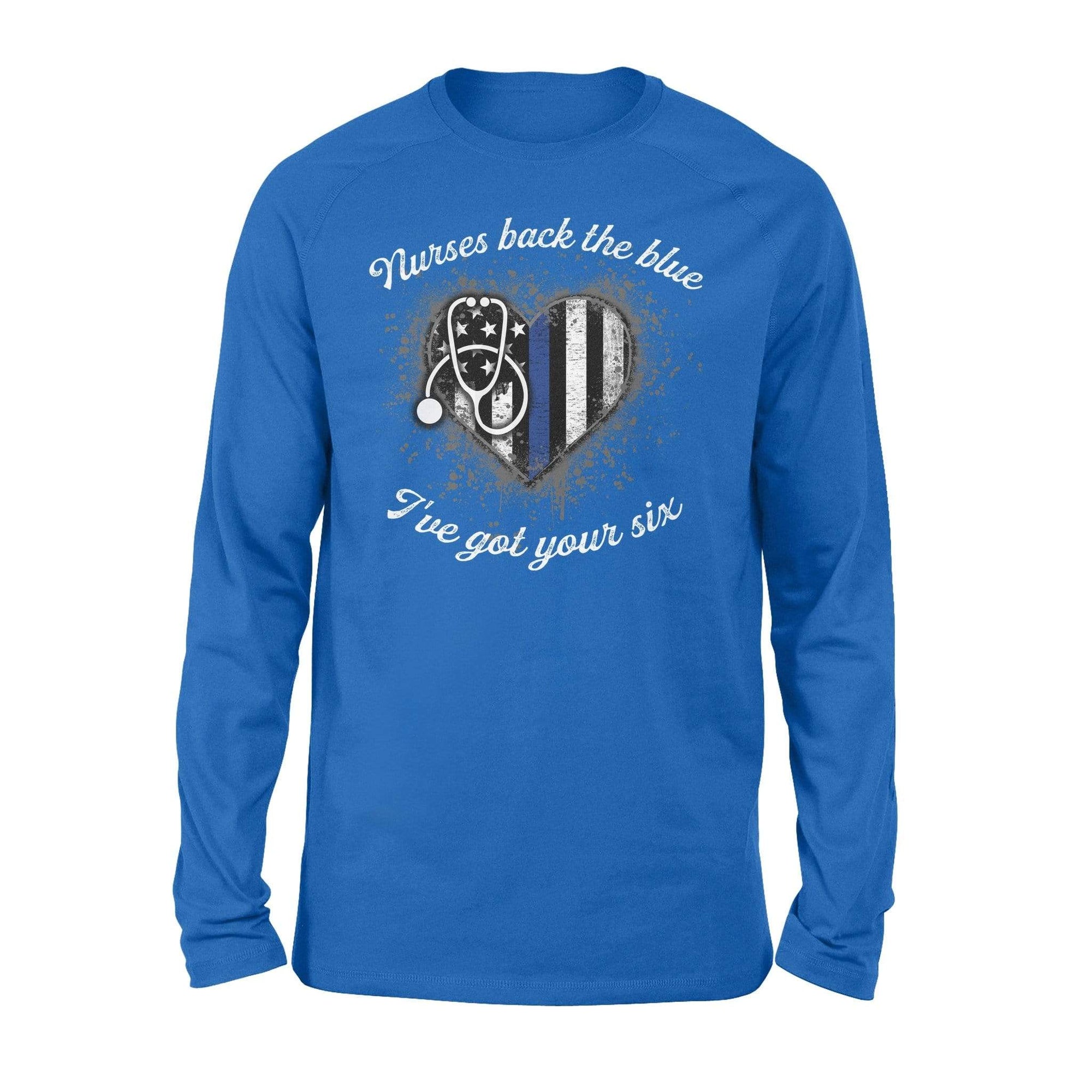 TBL - Nurses Back The Blue Color Drop Thin Blue Line Heart - Standard Long Sleeve