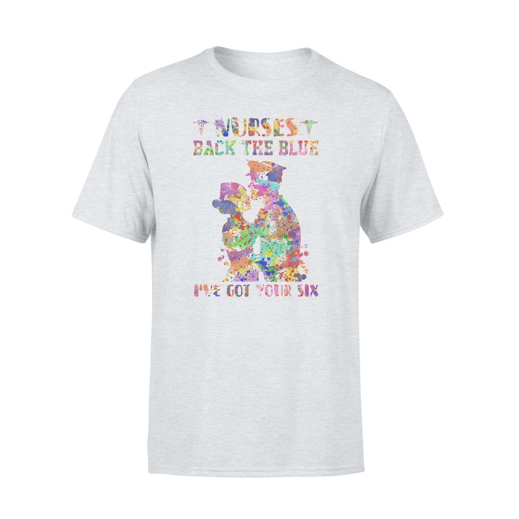 Thin Blue Line - Nurses Back The Blue Colorful Water Color Splash Shirt