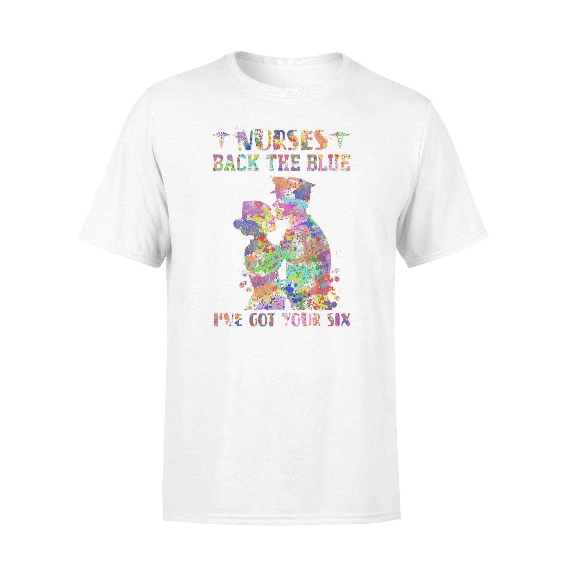 Thin Blue Line - Nurses Back The Blue Colorful Water Color Splash Shirt