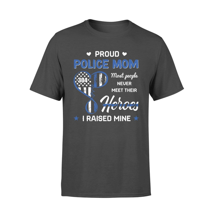 Thin Blue Line - Proud Police Mom Raise My Hero Color Drop Heart Personalized Police Shirt
