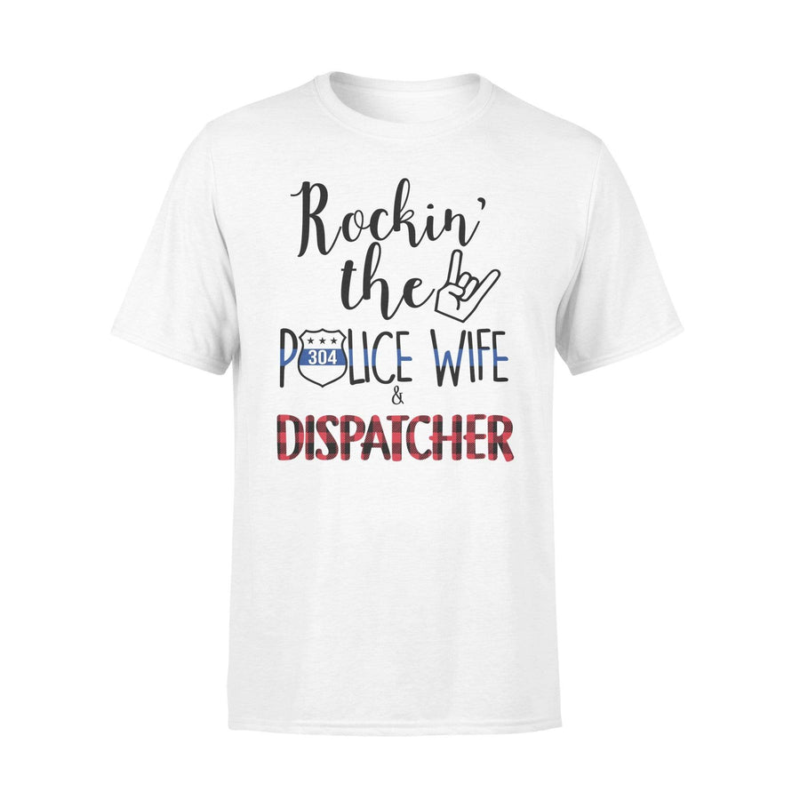 Thin Blue Line - Rockin The Police Wife Dispatcher Life Checkered Pattern Personalized Police Shirt