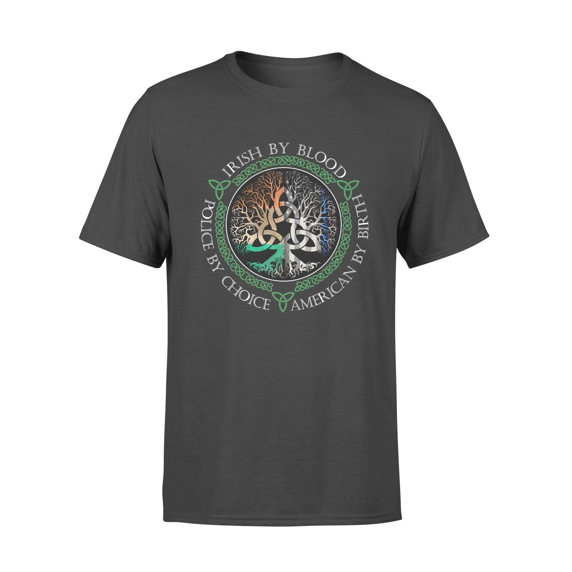 Thin Blue Line - St Patrick Day Irish By Blood Police By Choice Celtic Tree Shirt