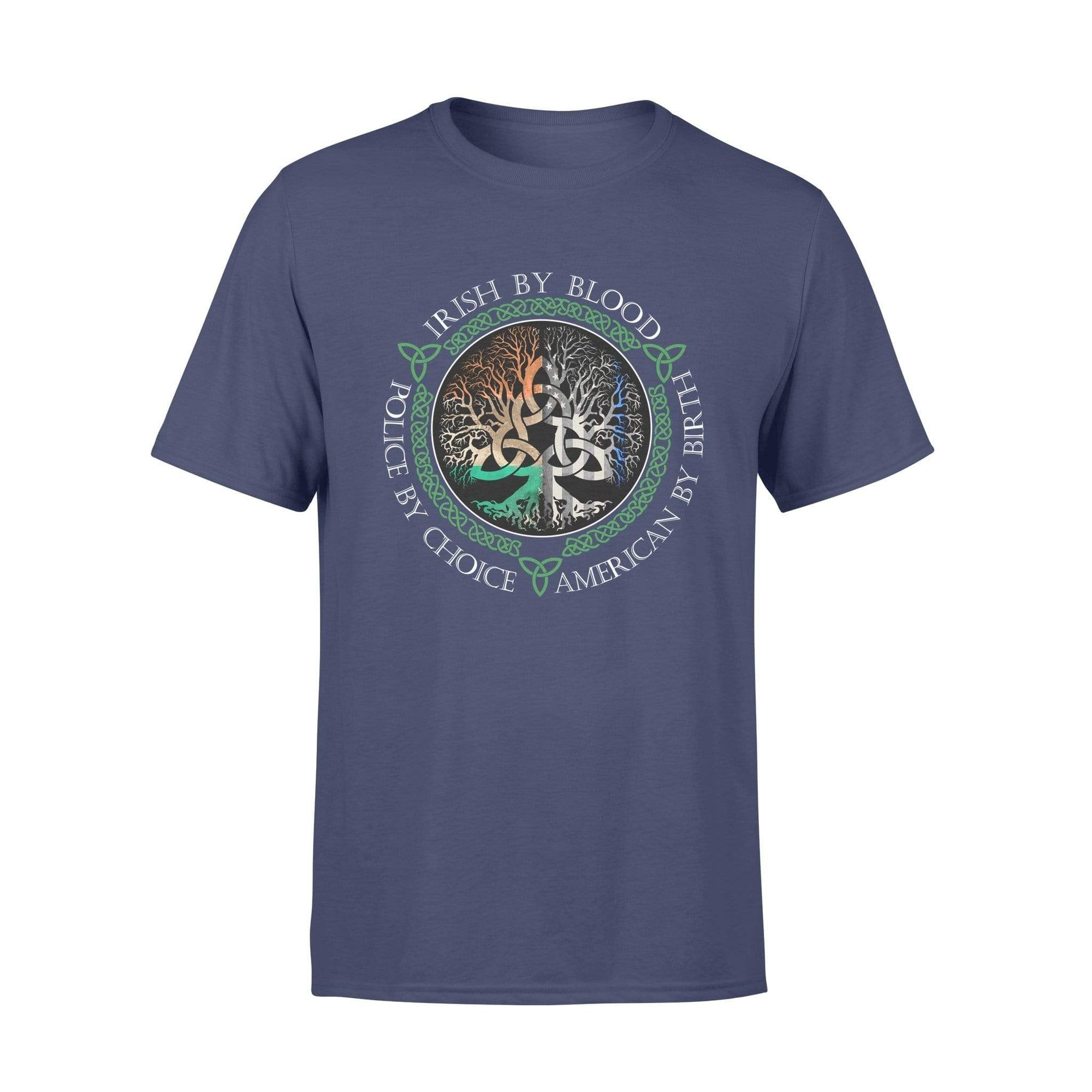 Thin Blue Line - St Patrick Day Irish By Blood Police By Choice Celtic Tree Shirt